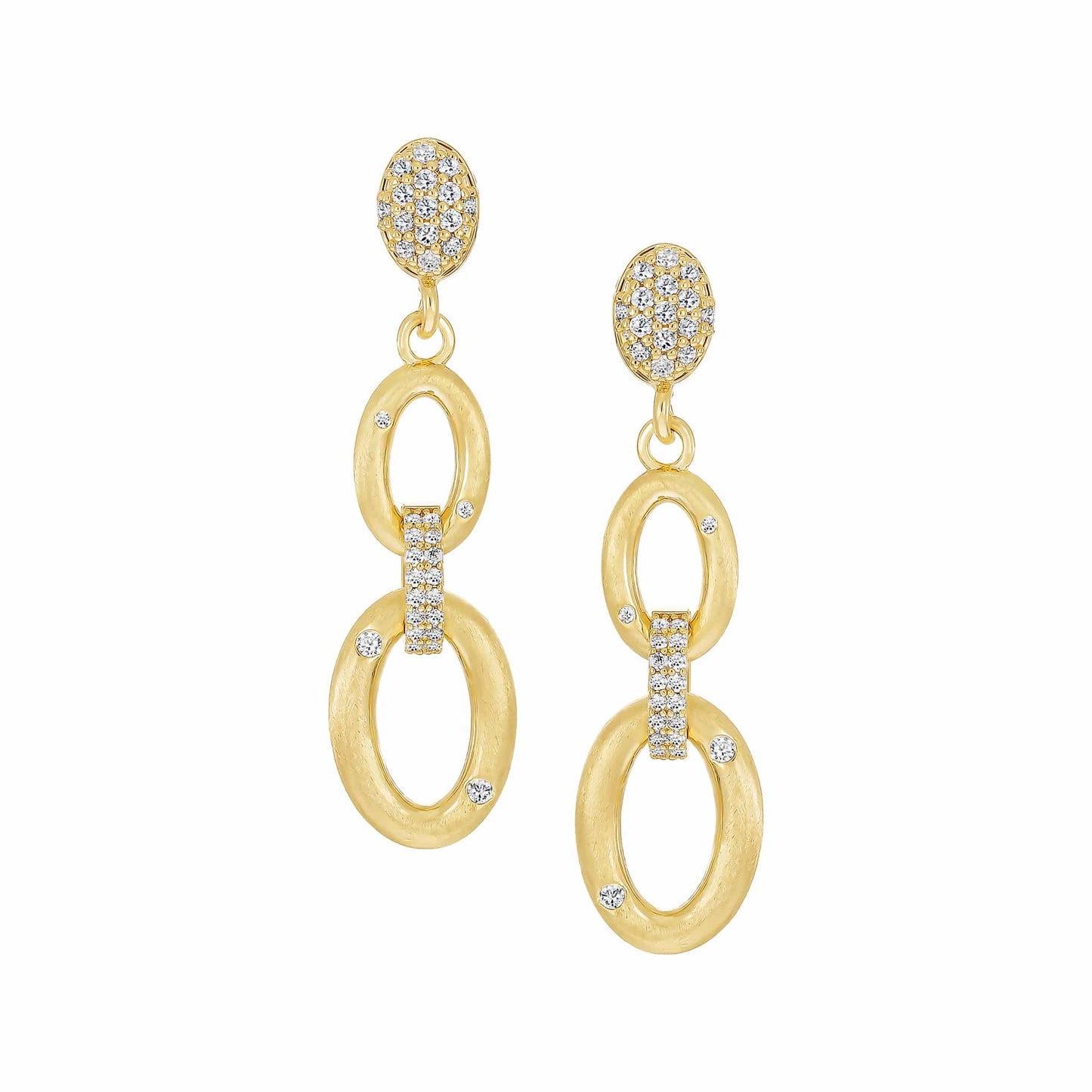 Cameo Micro Stones Linked Ovals Earring - E5292