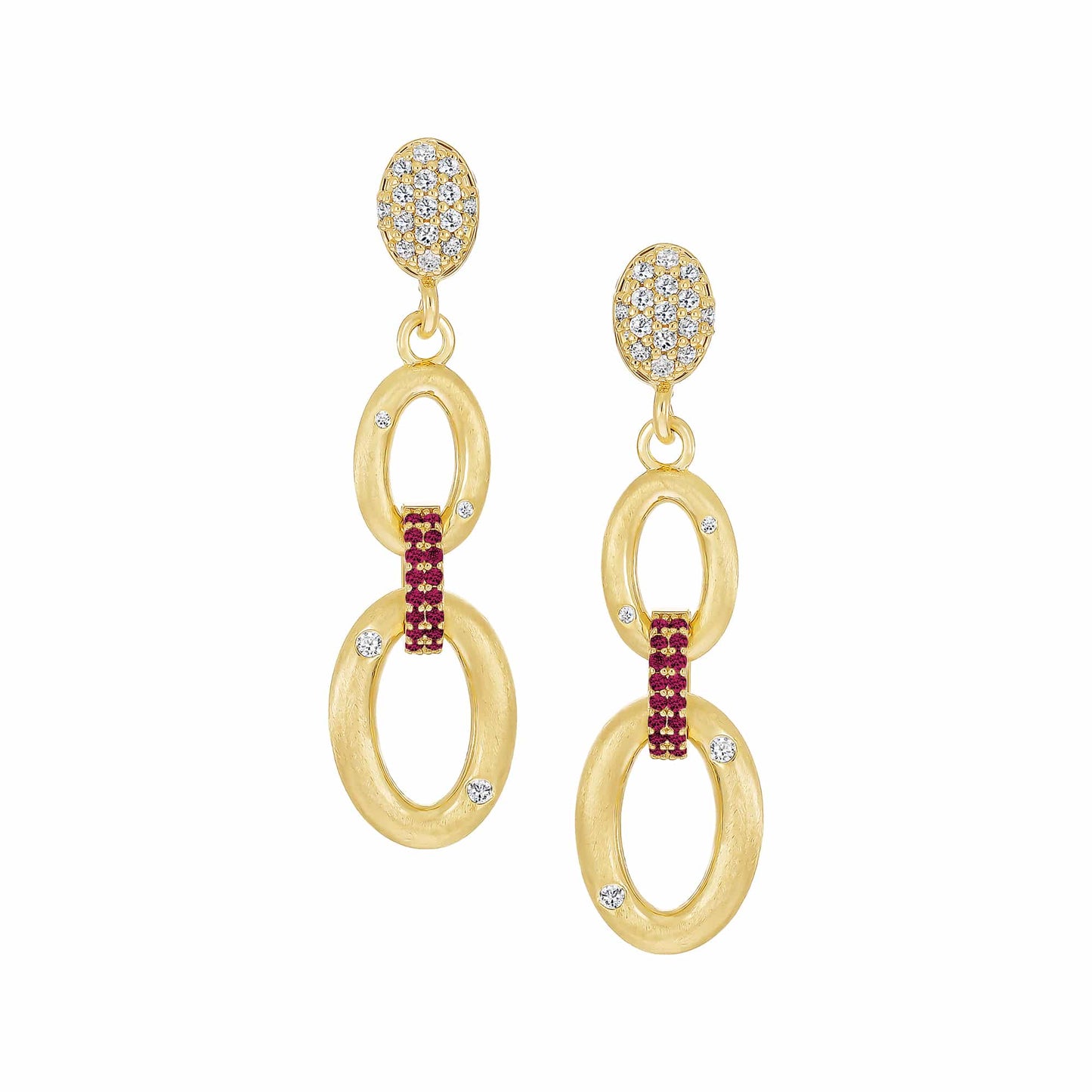 Cameo Micro Stones Linked Ovals Earring - E5292