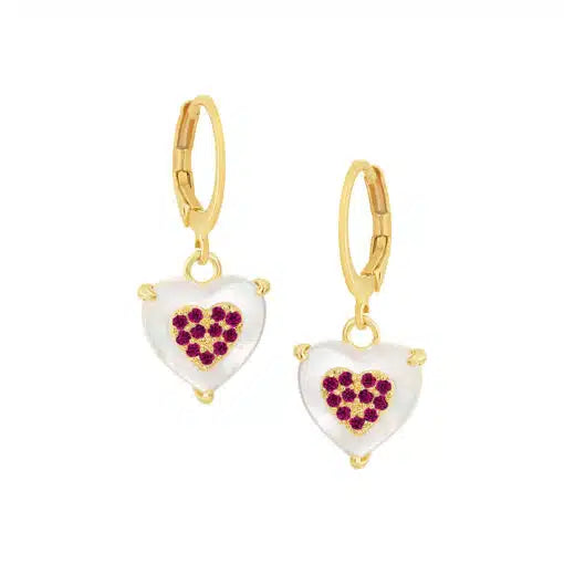 Cameo Small CZ-Filled Mother-of-Pearl Heart Earring - E5299