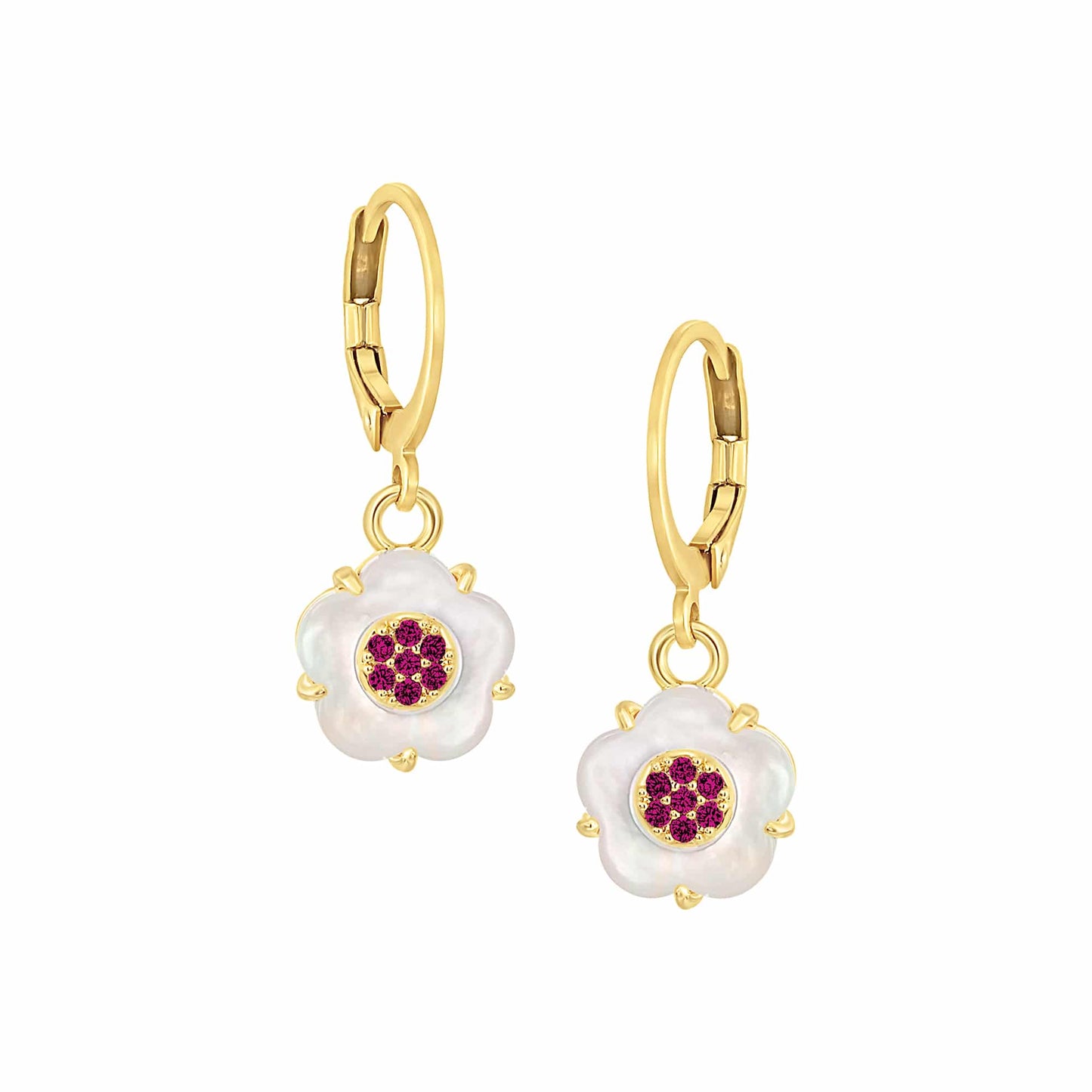 Cameo Small CZ-Filled Mother-of-Pearl Flower Earring - E5301