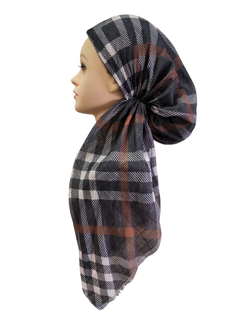 Revaz Plaid Pretied Headscarf - HS716