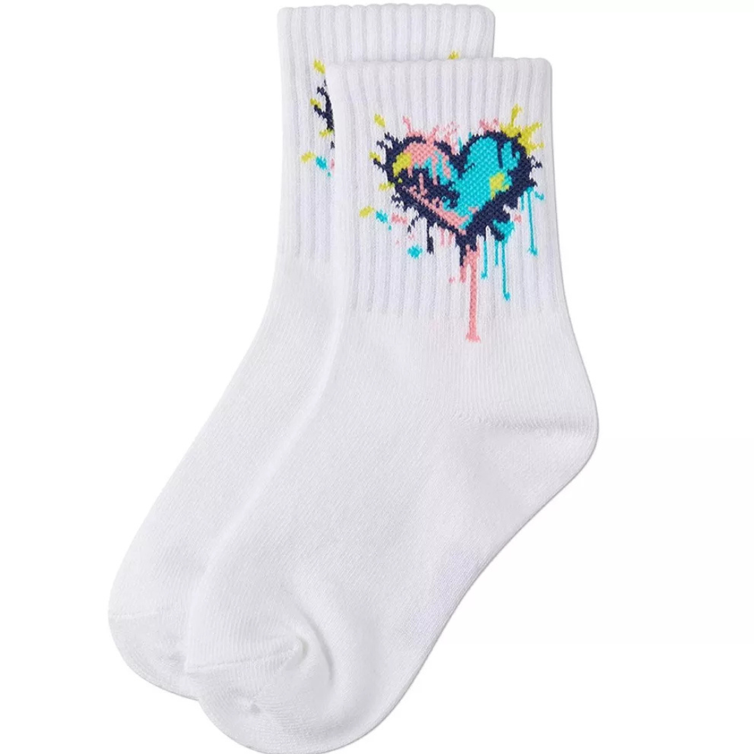 Memoi Colorful Splatter Heart Crew - MKF-6088