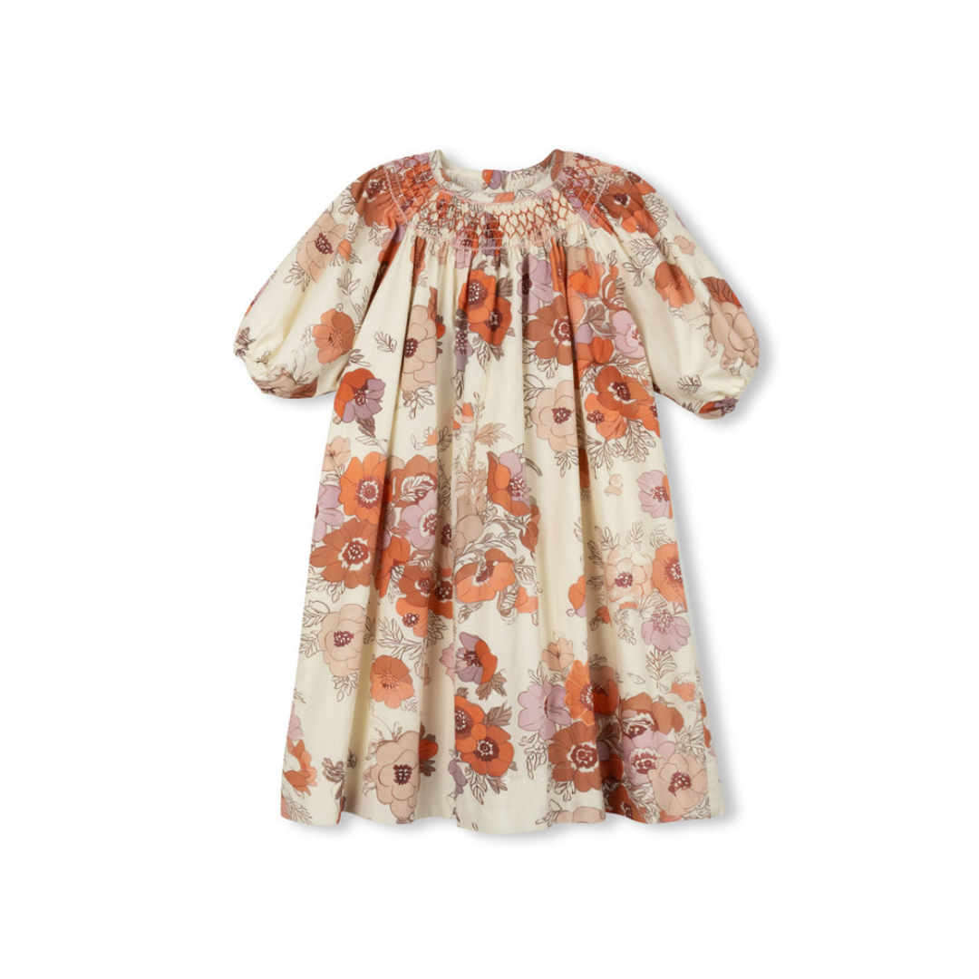 One Child Ellis Floral Smocked Neck Dress - C-23904