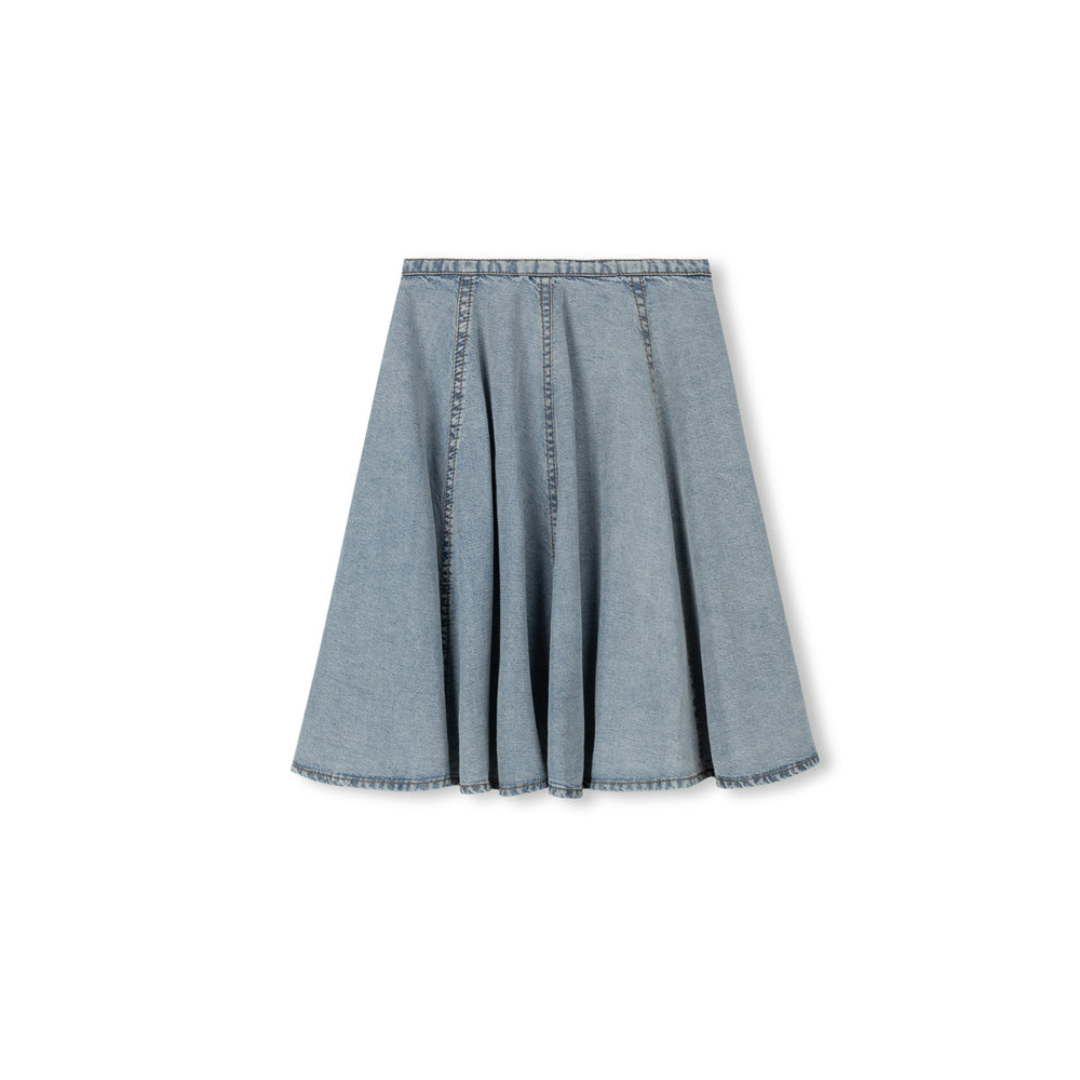 Cabana Flare Denim Paneled Skirt - C-24208