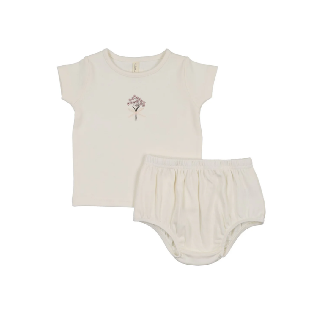 Lilette Bouquet Graphic Short Sleeve Set With Bloomers - BSSB-SS26