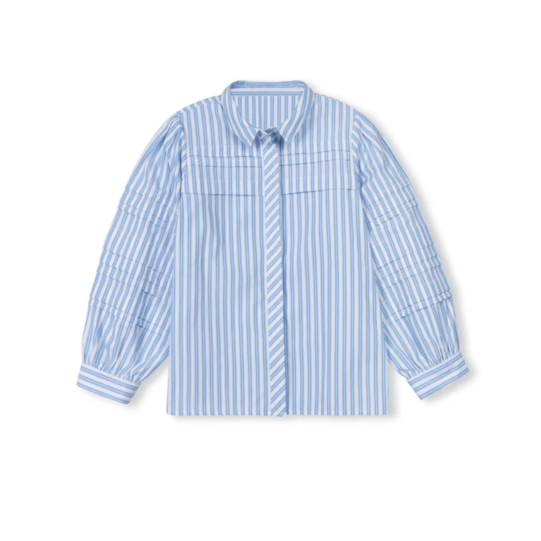 Tustello Mun Pinstriped Pleated Blouse - C-25311