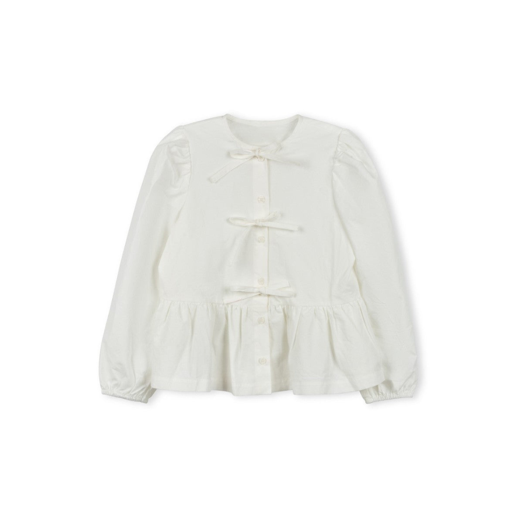 Mallory and Merlot Poplin Peplum Bow Blouse - C-24705
