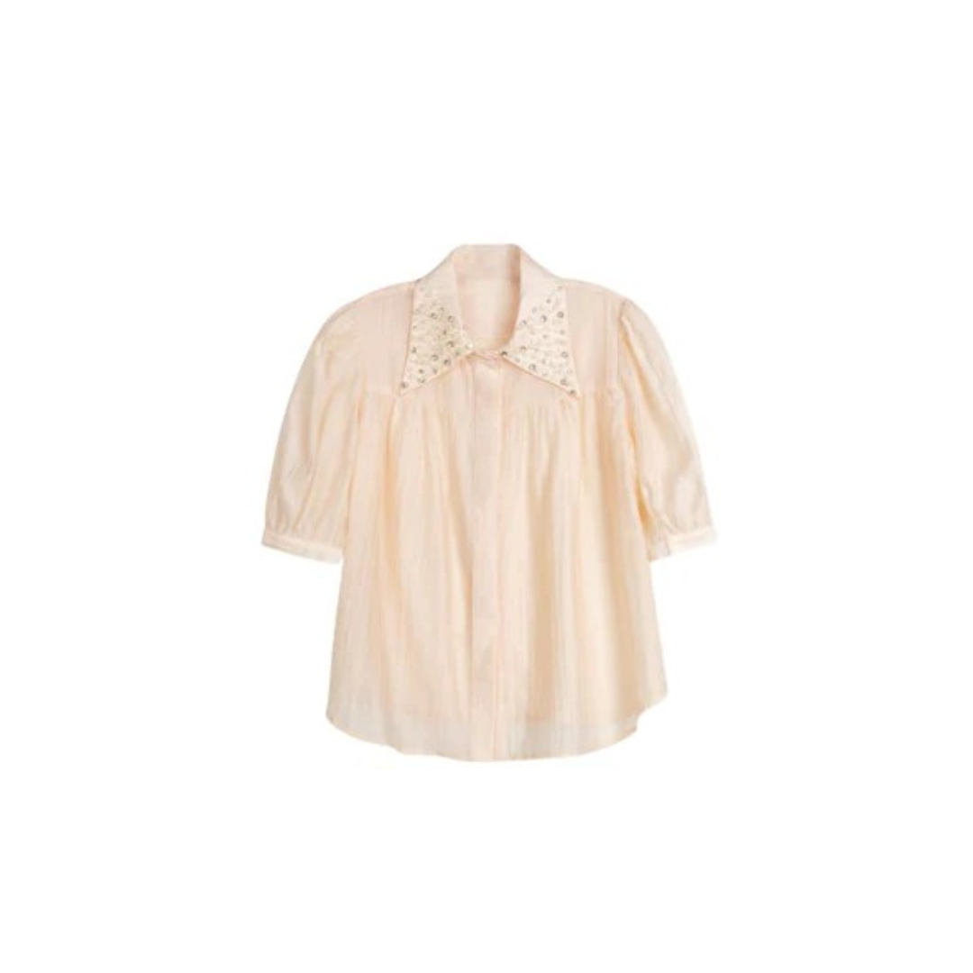 Mallory and Merlot Sprint Diamond Collar Blouse - C-26142
