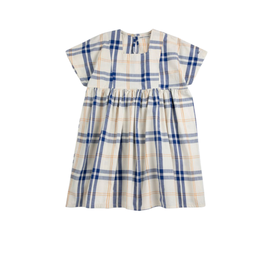 Bobo Choses Fun Tartan Woven Short Sleeve Dress - B126AC105