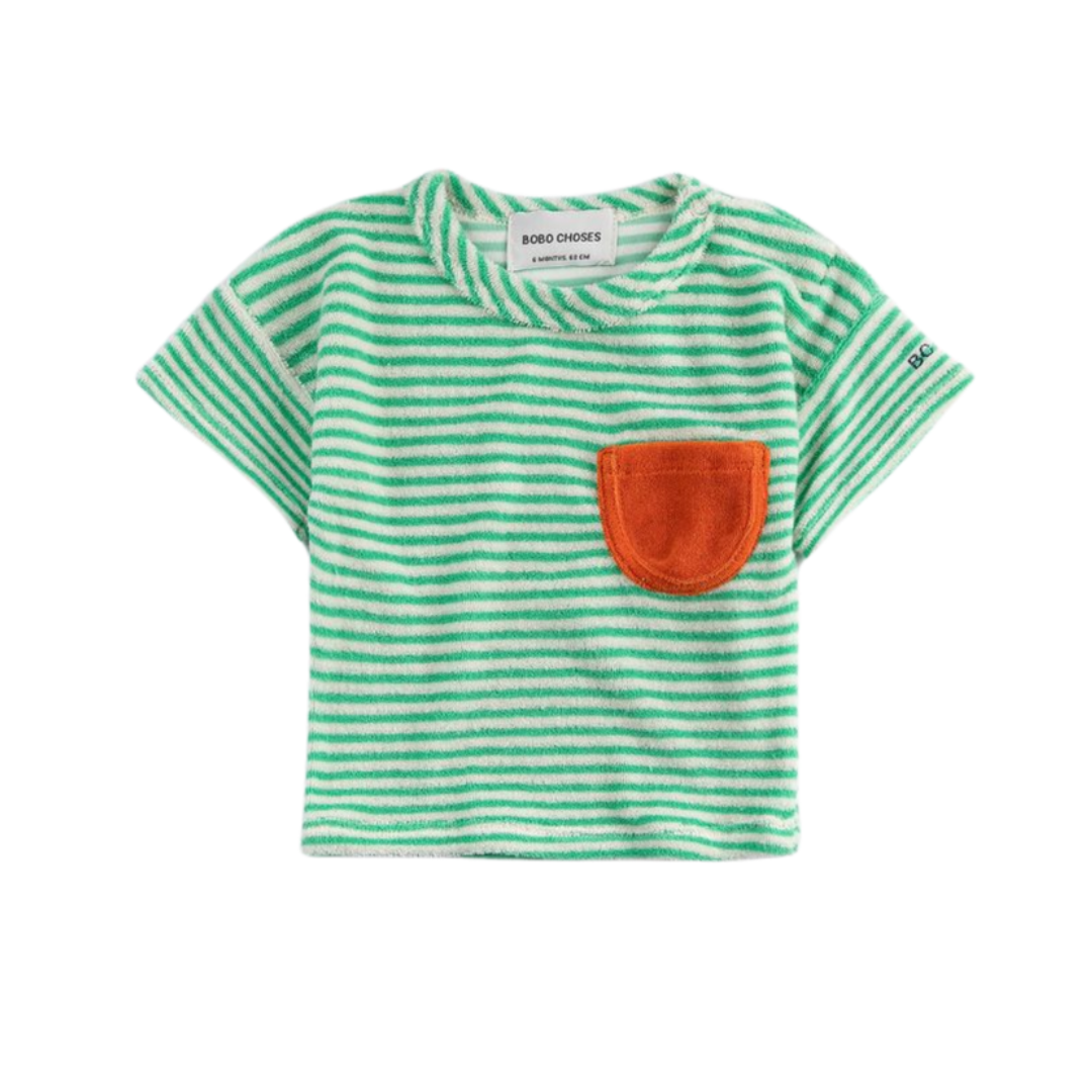 Bobo Choses Stripes Terry Cloth Short Sleeve Tee - B126AB148
