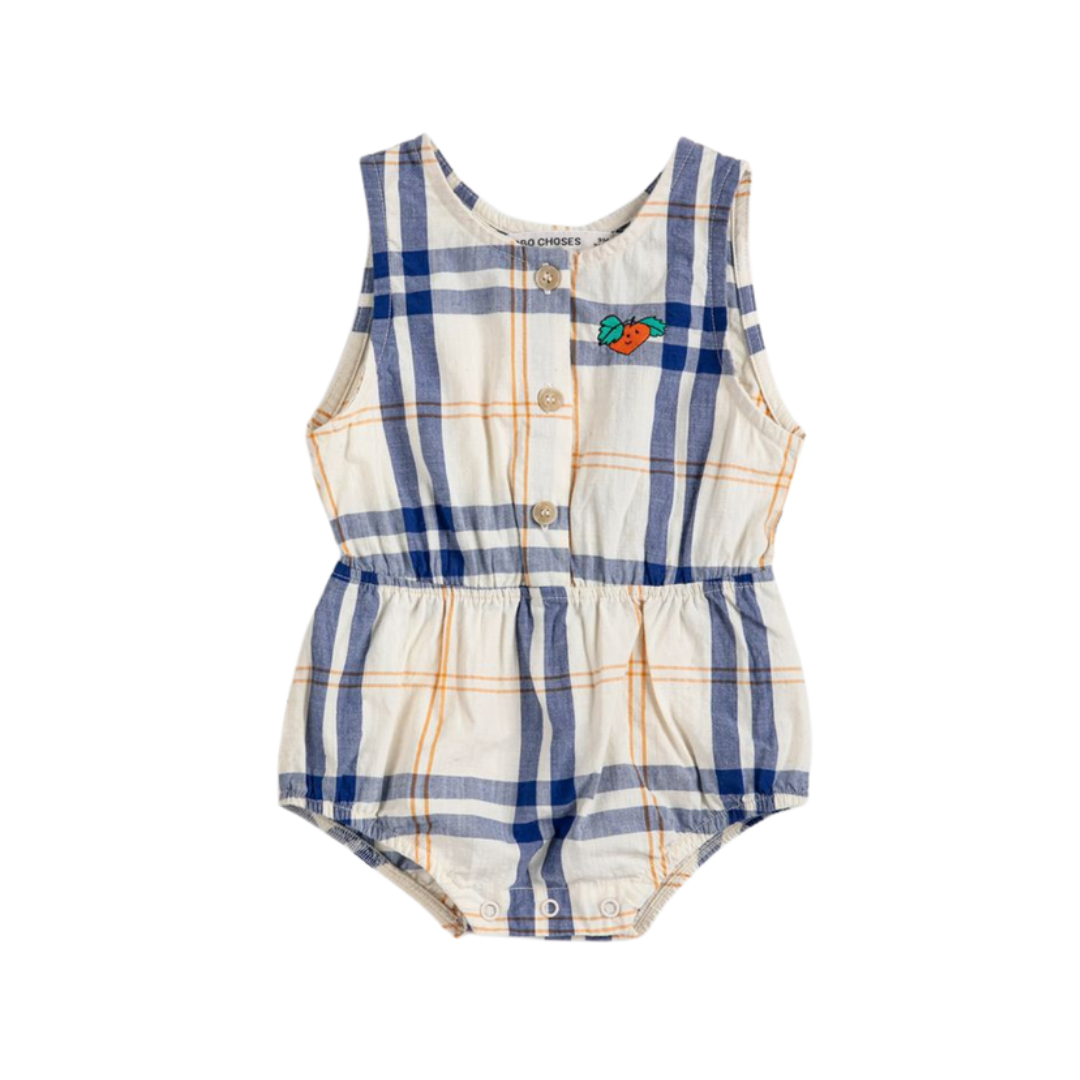 Bobo Choses Fun Tartan Woven Romper - B126AB081
