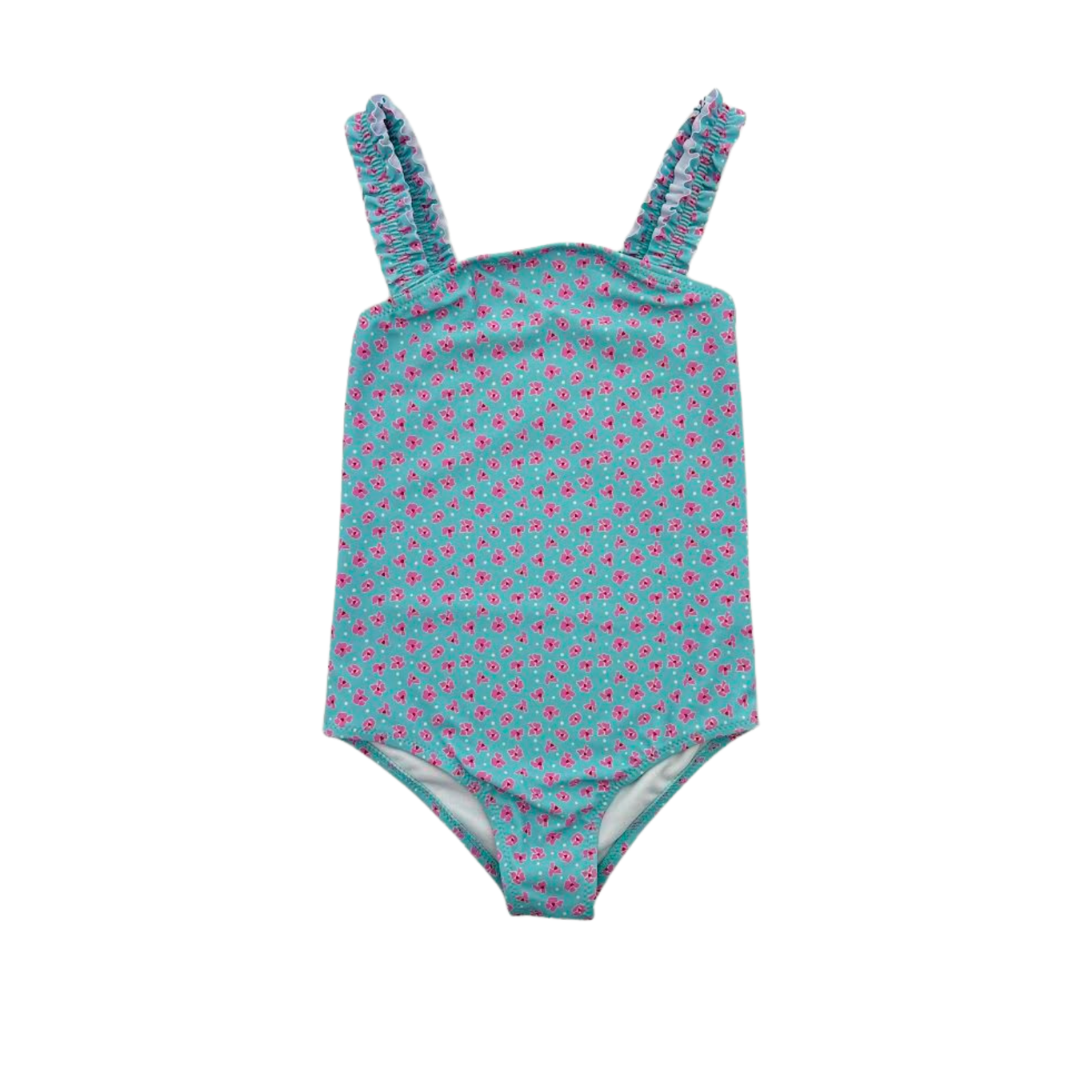 Waterwize Floral Girls Bathing suit With Scrunched Shoulder Straps - BVS2521