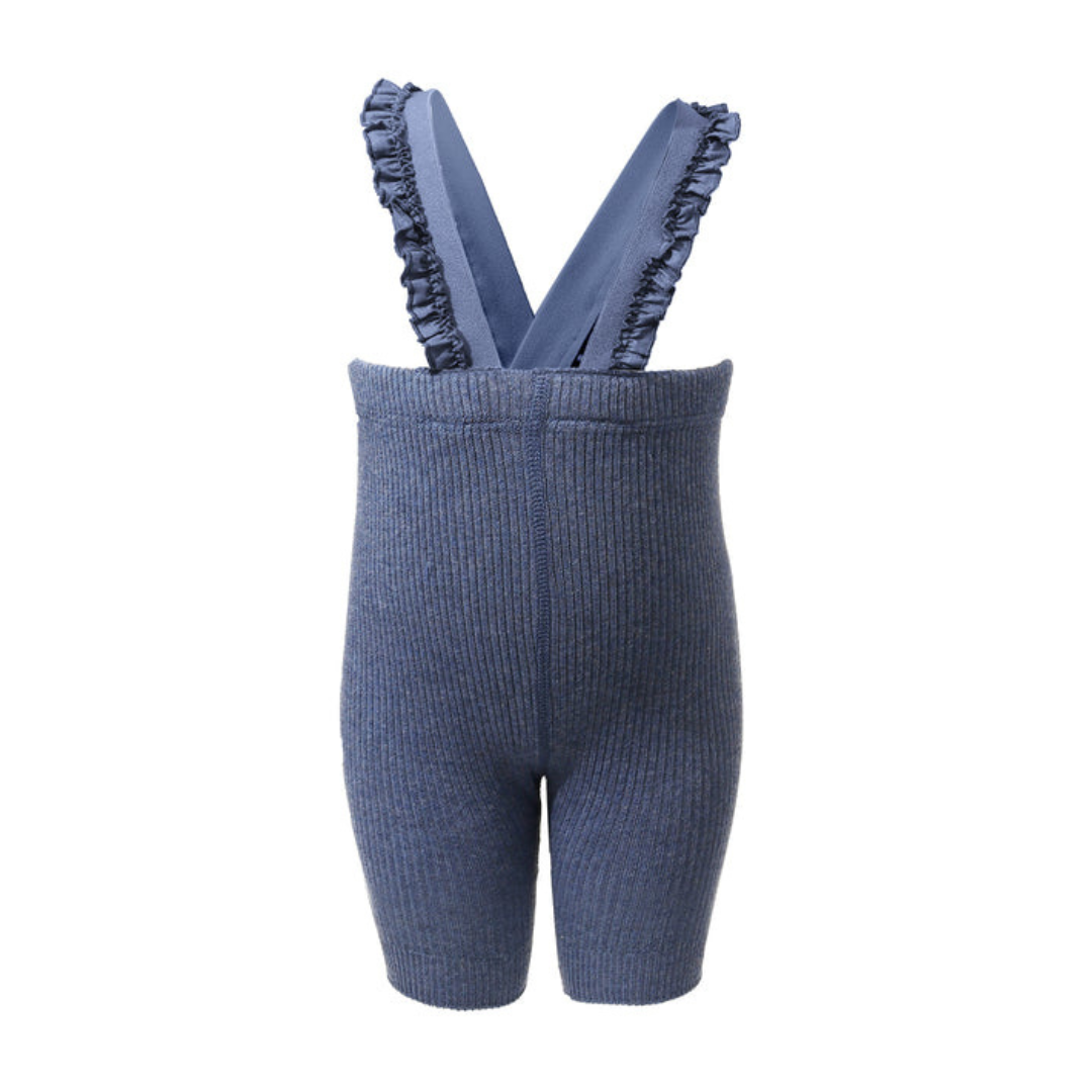 Zubii Ribbed Ruffle Overalls Short - Z951