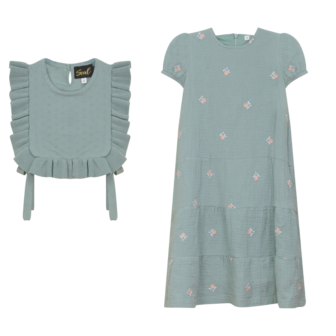 Seal Girls Woven Robe With Knitted Vest - SB5CY2635