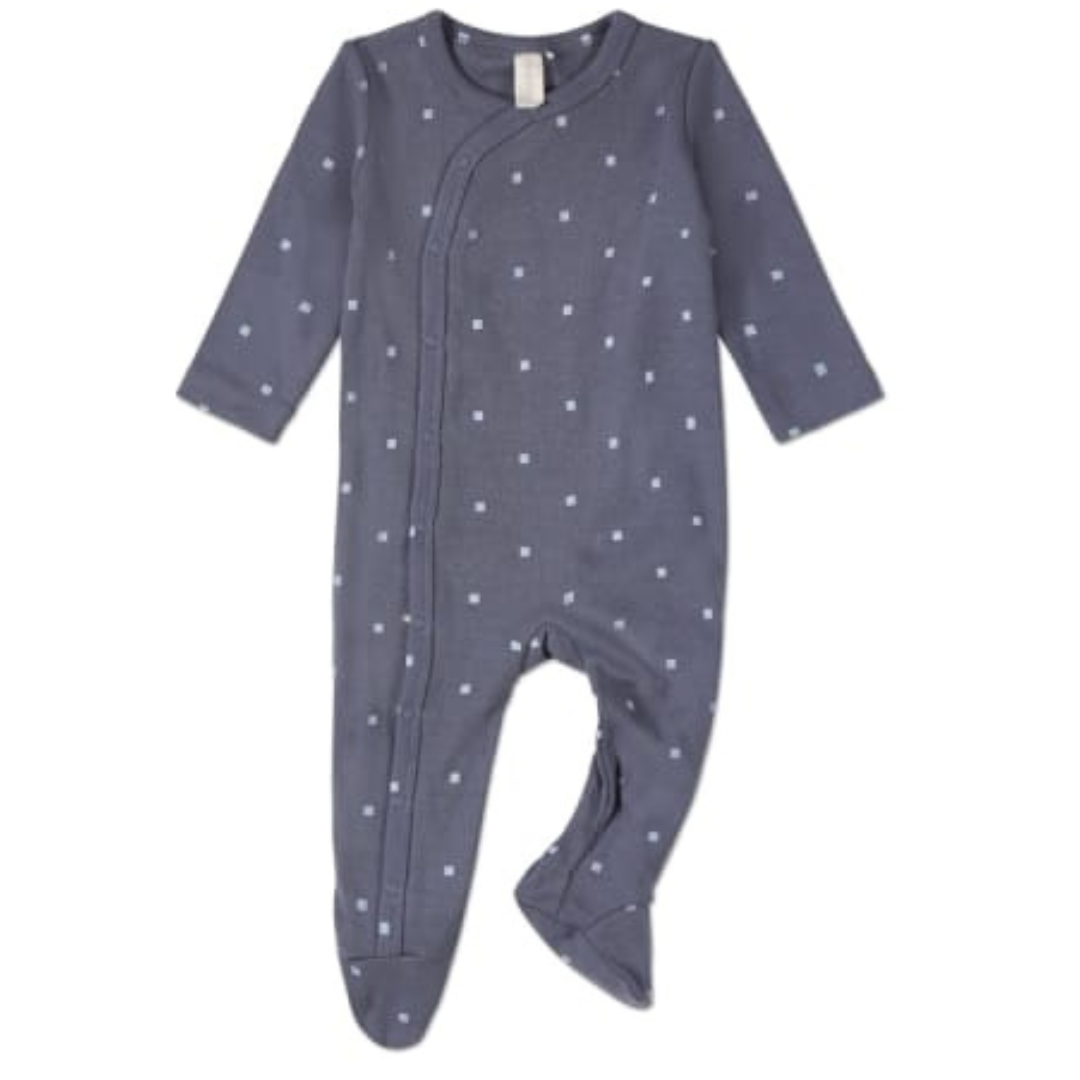 MiniMoi Little Squares Side Snap Footie - IAB09264