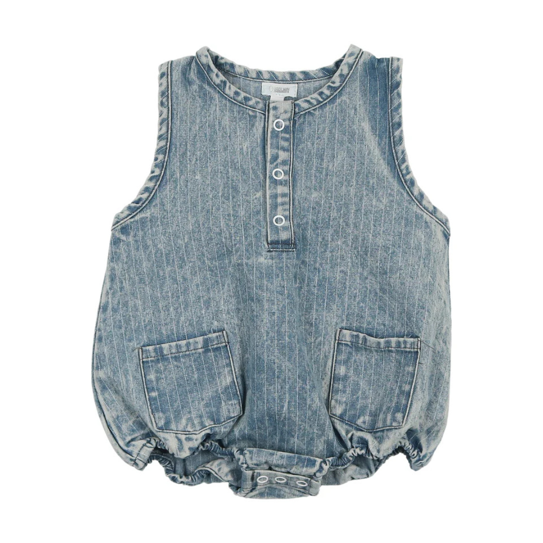 Bonjoy Printed Denim Romper - BTS25002R