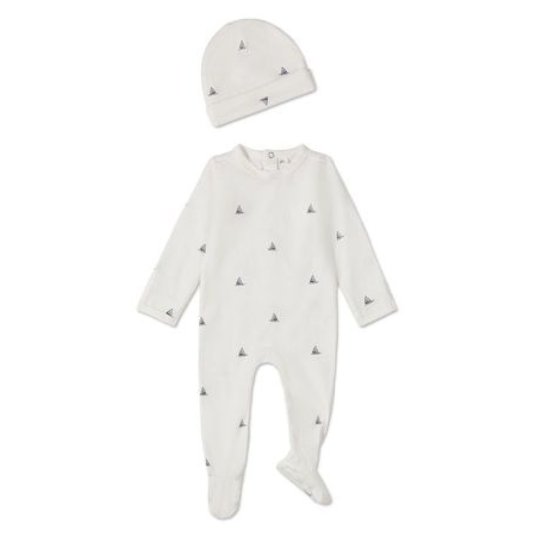 MiniMoi Little Sailboats 2 Pc Footie Set - INA09252