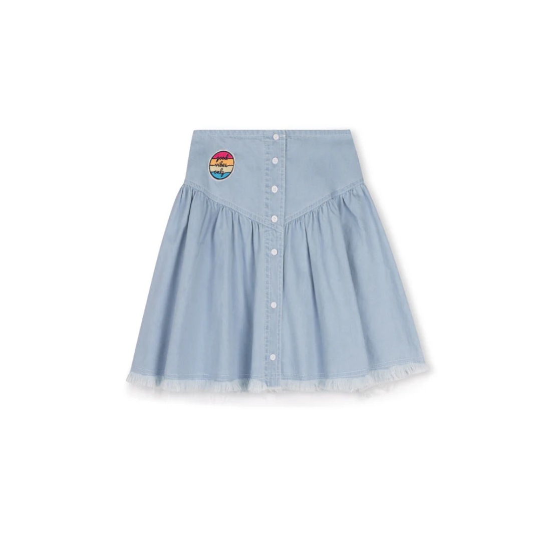 Cabana Frayed Hem Patch Skirt - C-19627