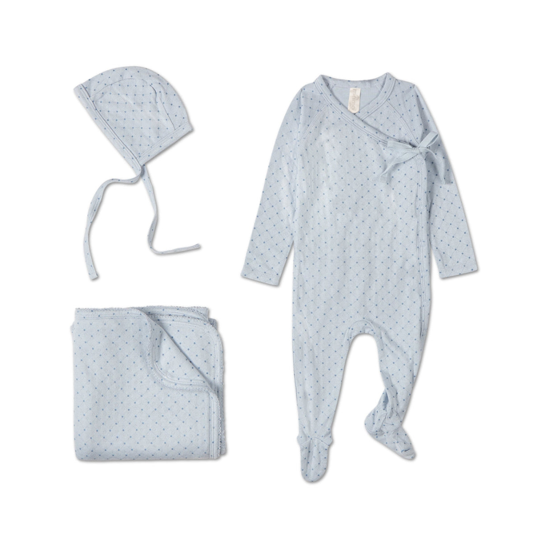 MiniMoi Little Dots Pointelle 3 Pc Footie Set - ING09287