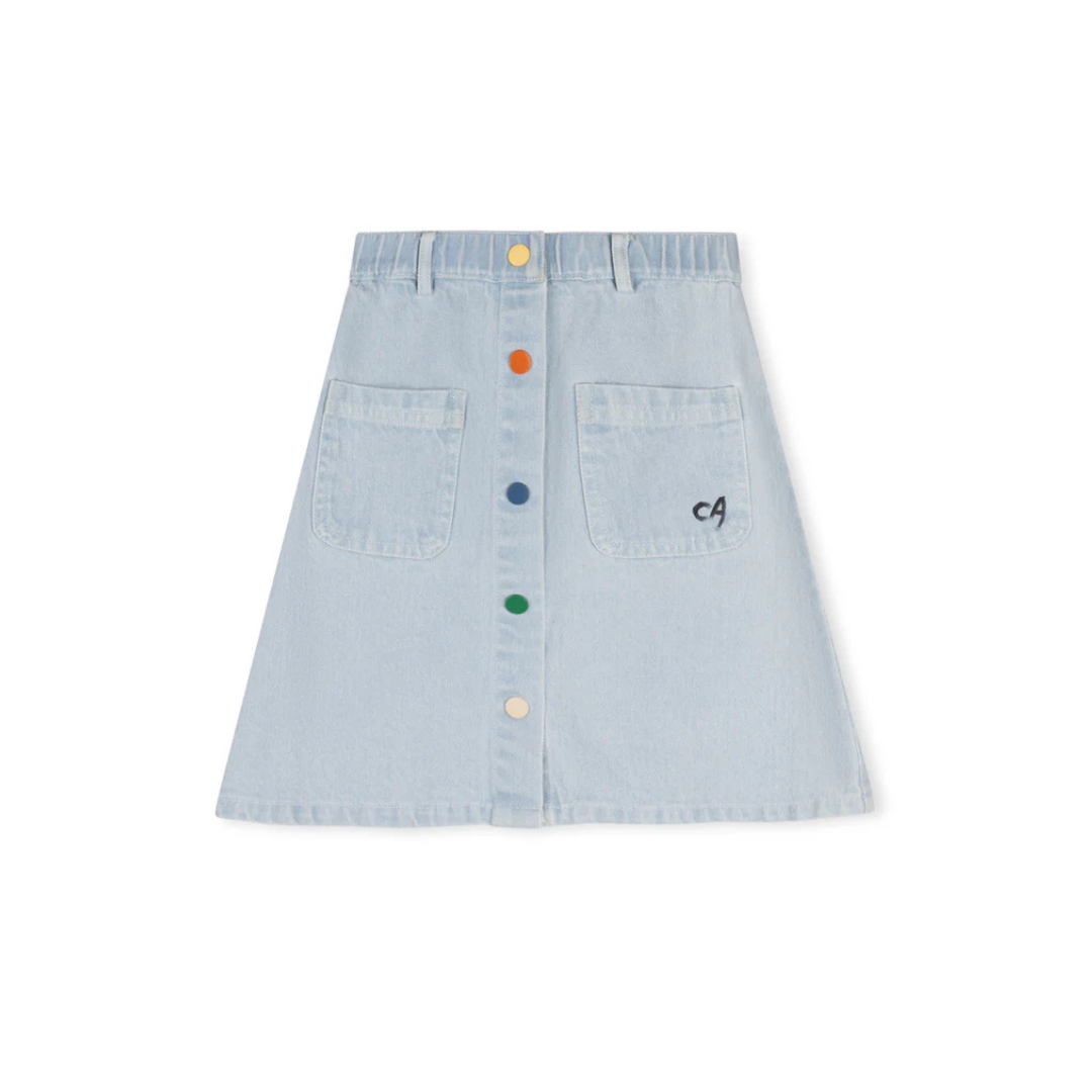 Cabana Denim Colored Button Down Skirt - C-18896