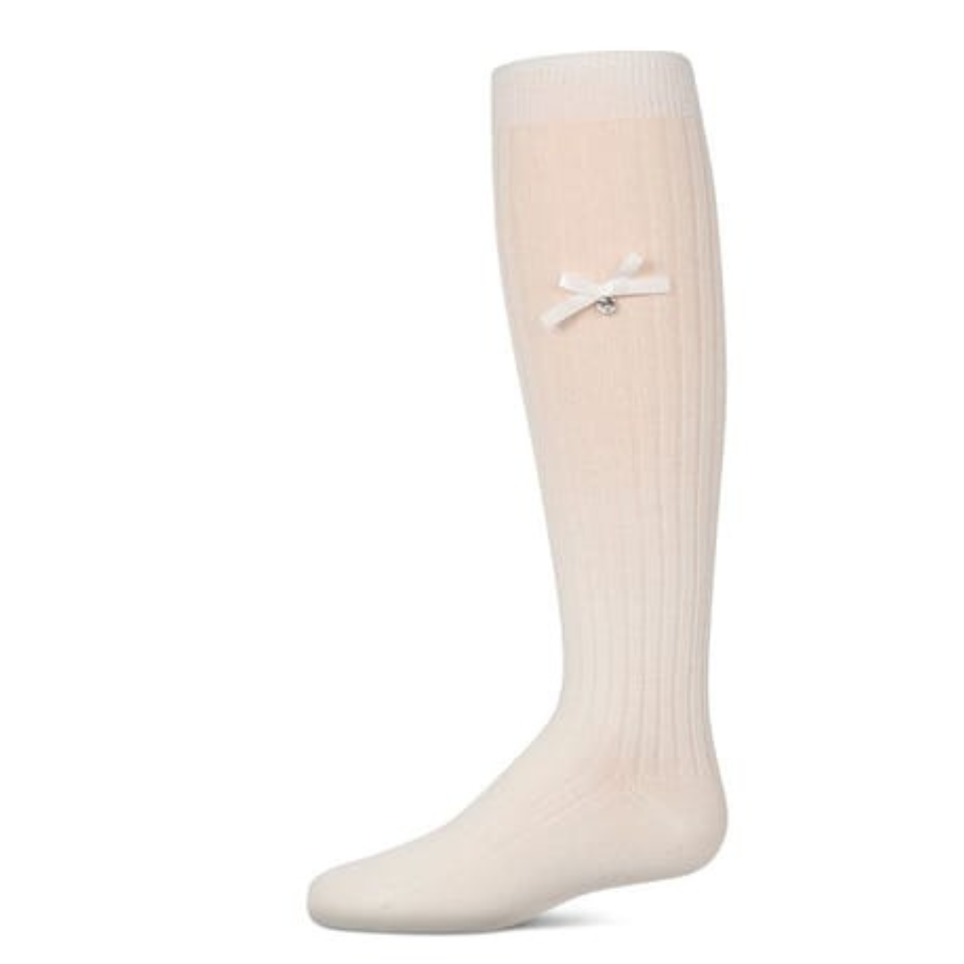 Memoi Fancy Logo Bow Knee High - MKF-7214