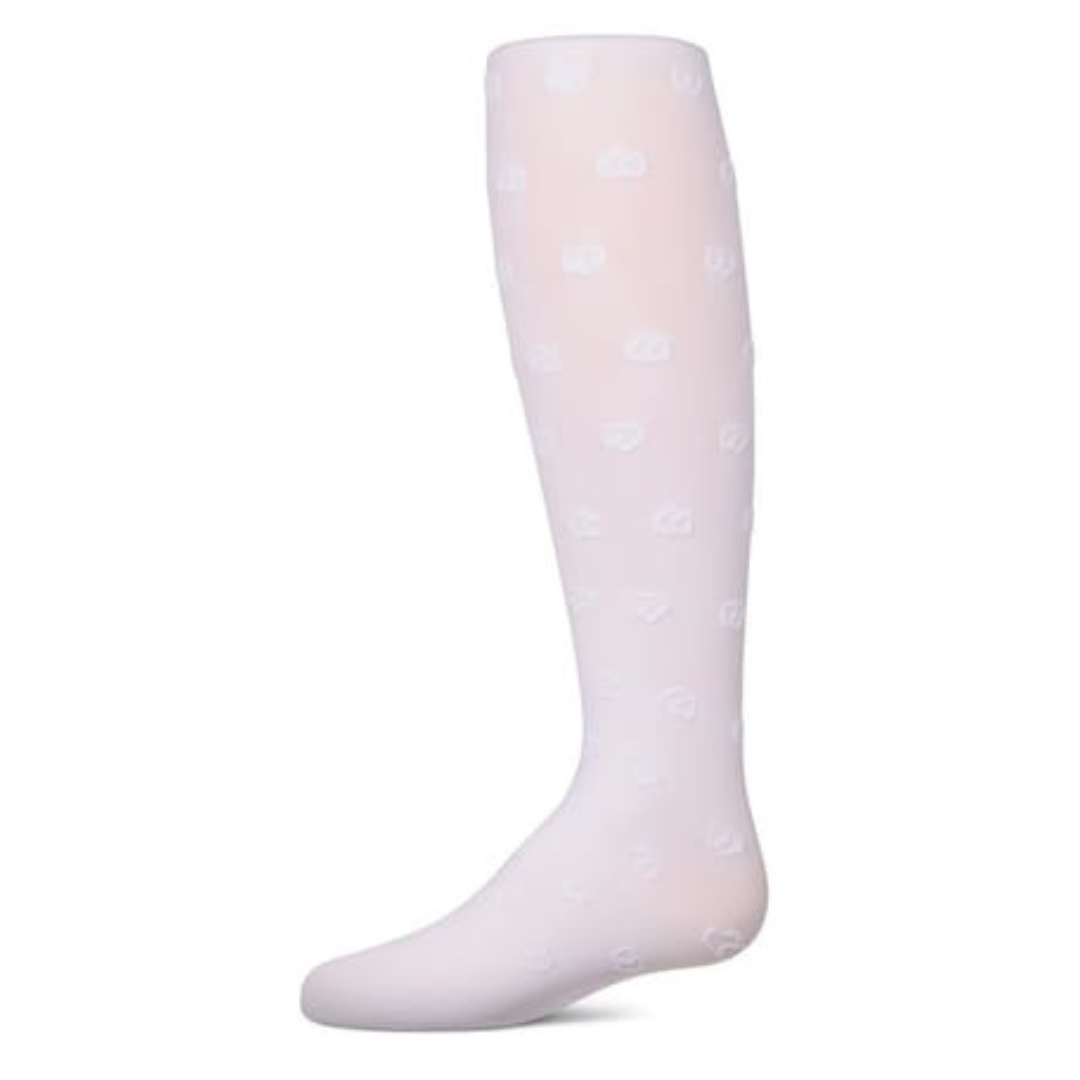 Memoi Overlapped Heart Flocked Opaque Tights - MKF-4086