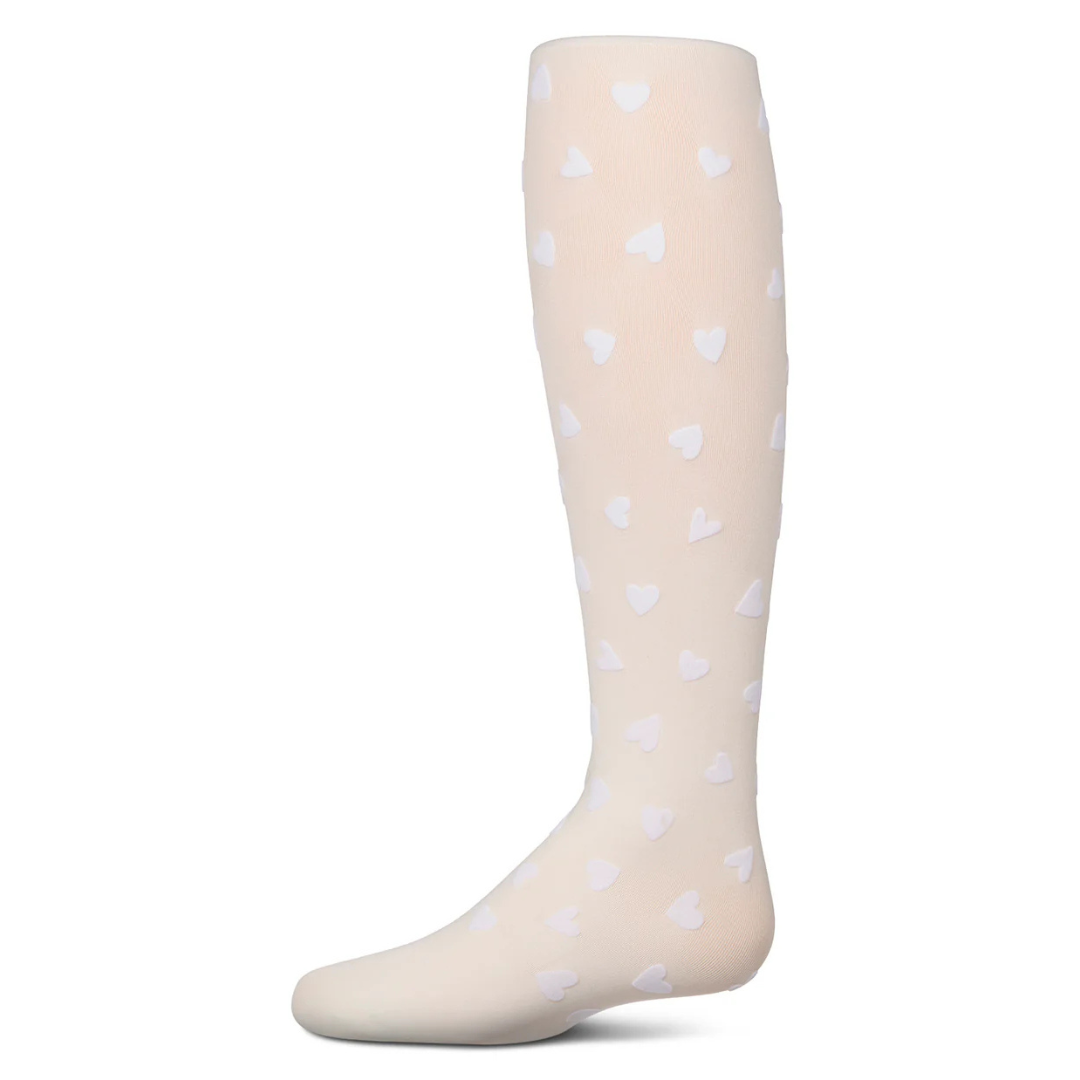 Memoi Heart To Heart Flocked Opaque Tights - MKF-4088