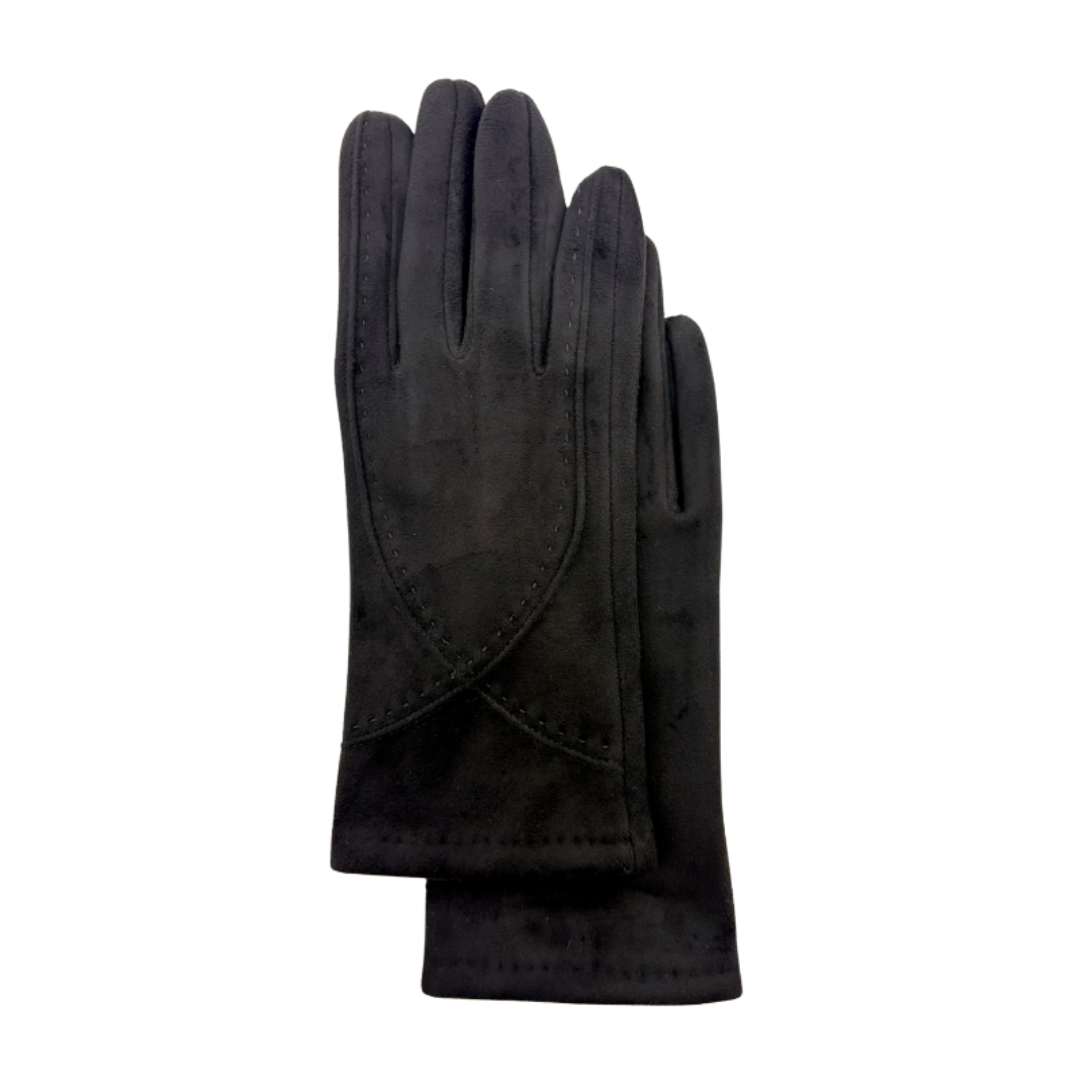 Memoi Suede Glove With X Design Stitching - MEGHK932