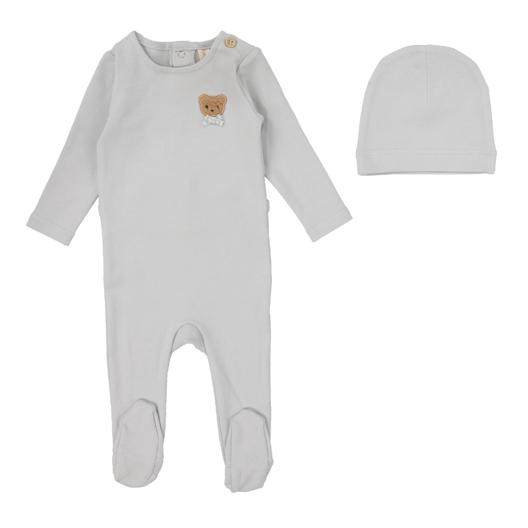 Lilette Bear Applique Footie Set - BAFS