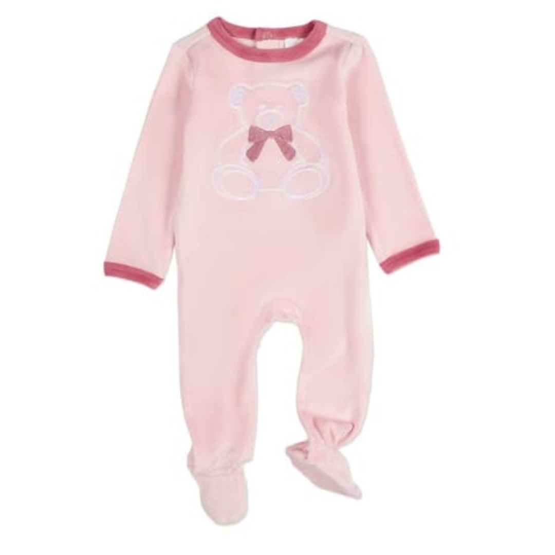 MiniMoi Teddy Snuggles Velour Footie - IAA09630