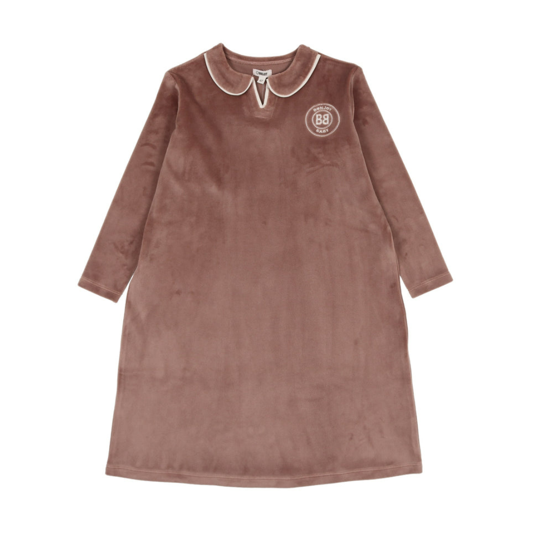 Bonjoy Velour Collar Emblem Nightgown - Long - BPW25101NL