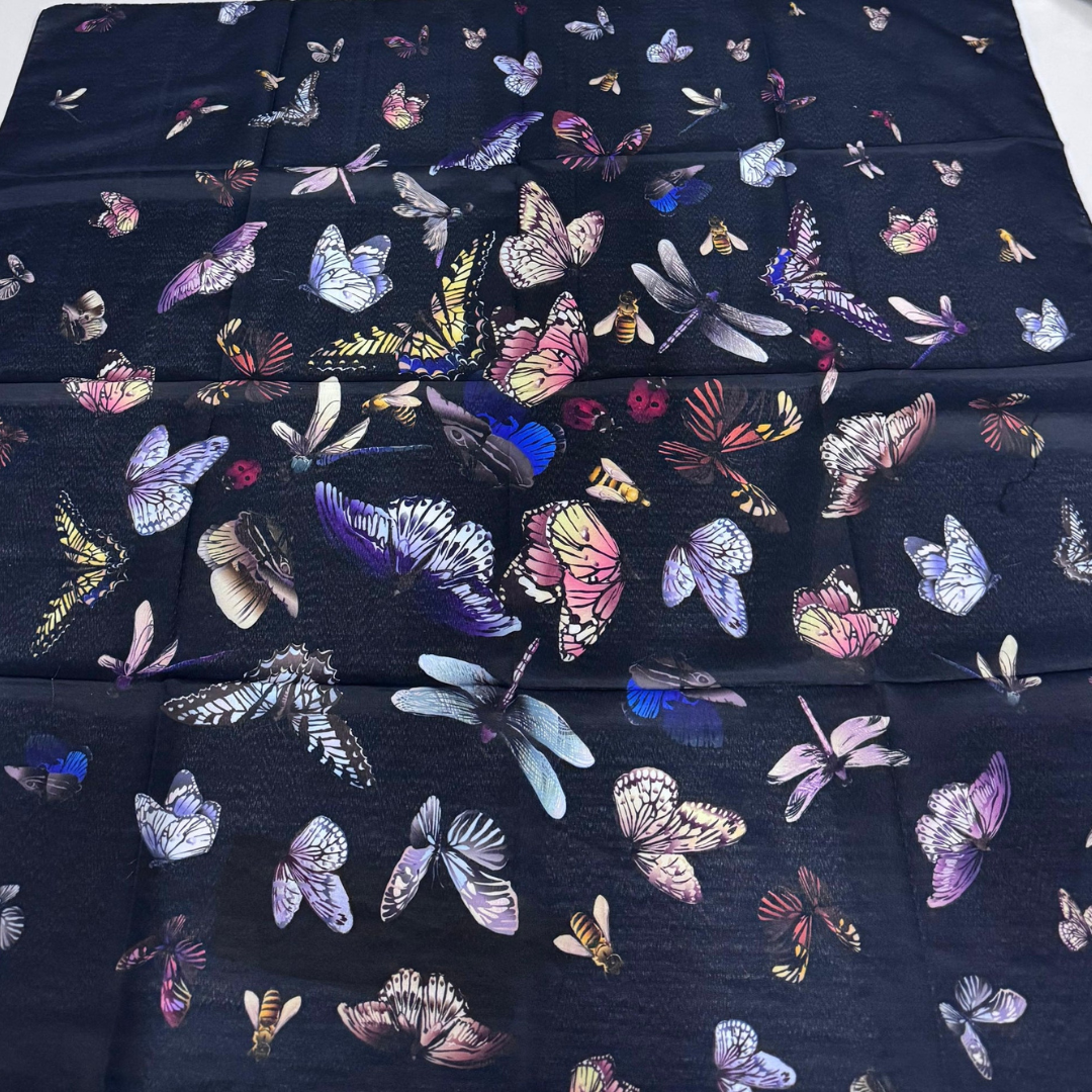 Nicsessories Black Butterfly Swirl Headscarf - Nic-05-AW25