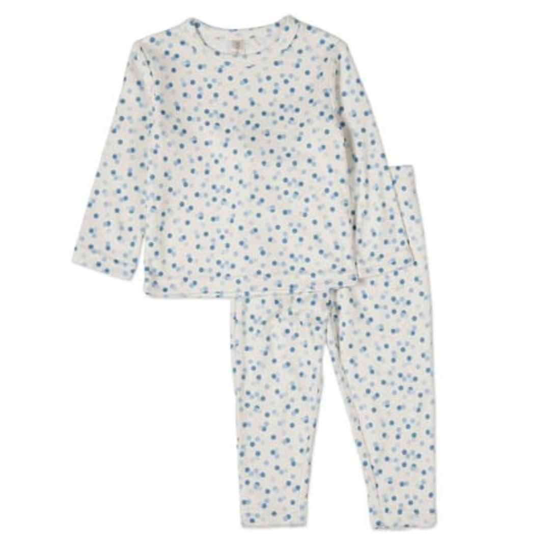 MiniMoi Blue Confetti Pointelle 2 Pc Pajama Set - IBP09640