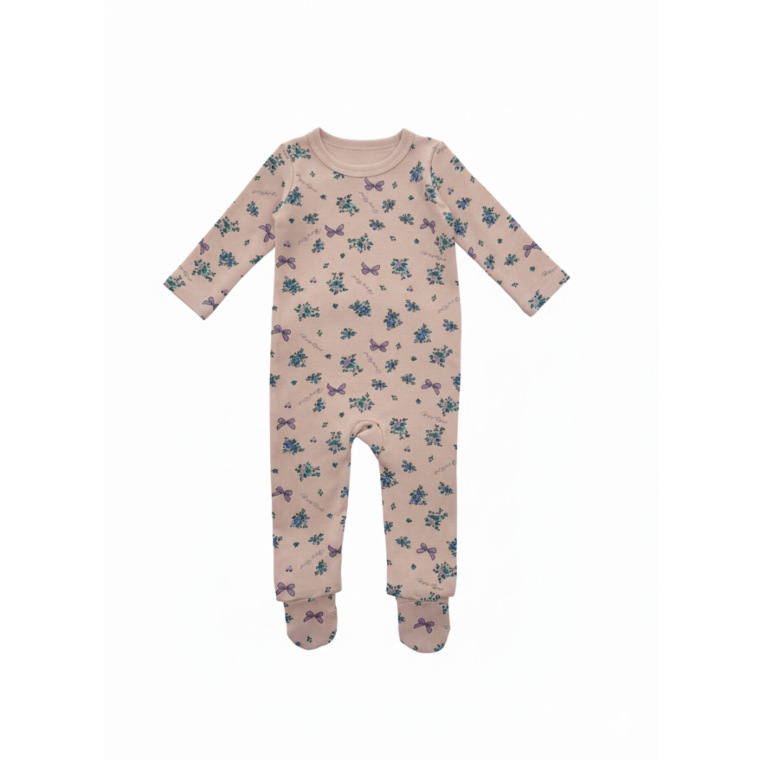 Bopop Bow Floral Footie - V129