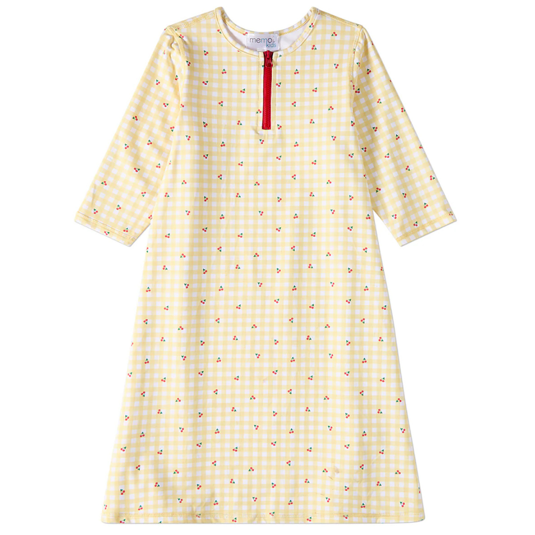 Memoi Cherry Gingham Swim Dress - MXM10392