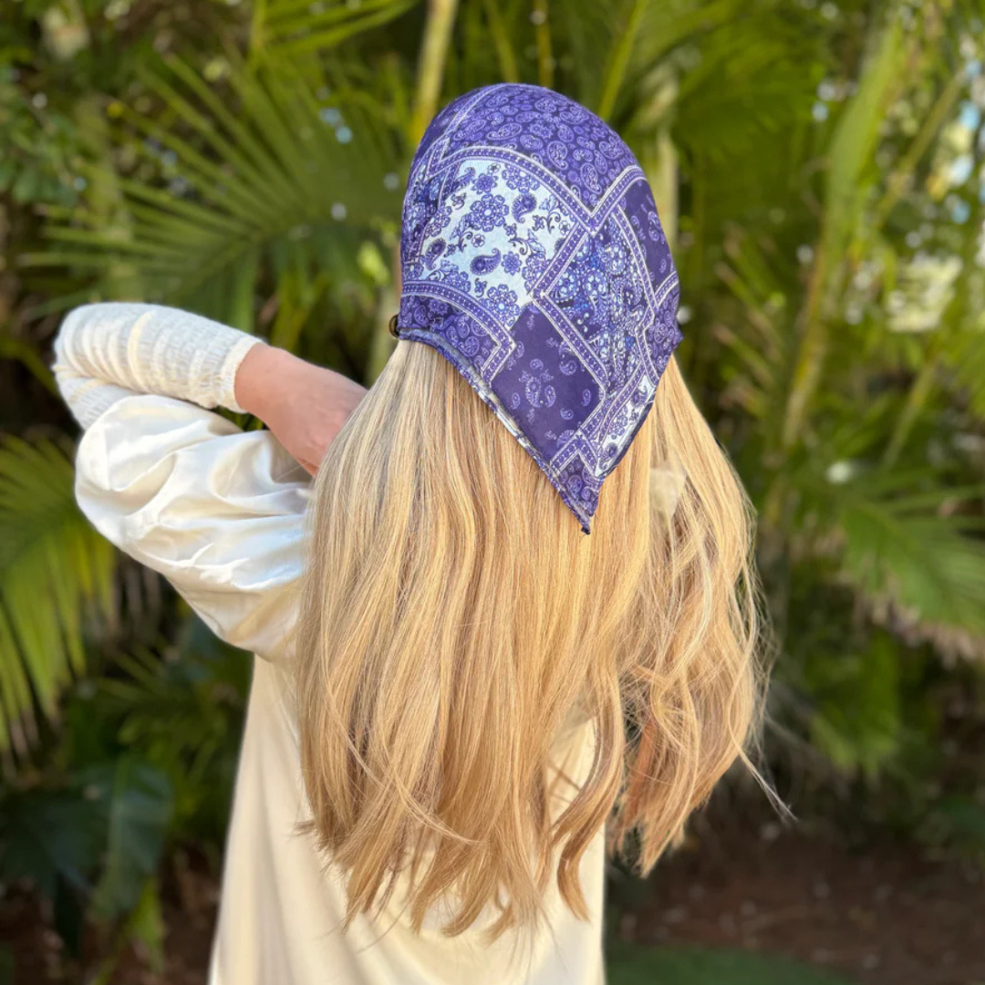 The Scarf Bar Denim Paisley Patchwork Headscarf - TSB-06-SS26