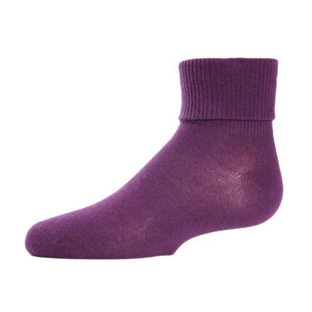Memoi Kids Triple Roll Cotton Blend Ankle Socks Wineberry - Mk-5058