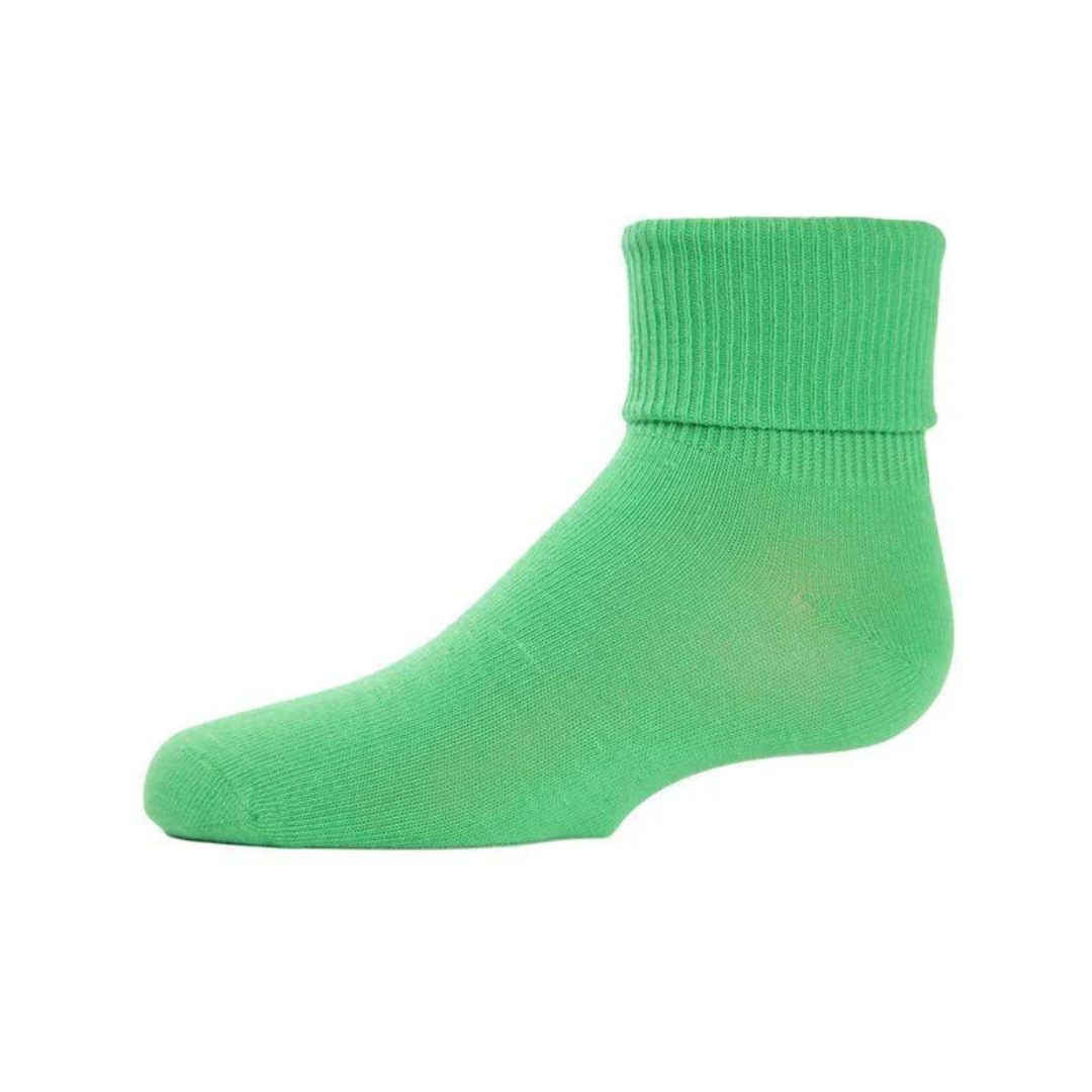 Memoi Kids Triple Roll Cotton Blend Ankle Socks Turtle Green - Mk-5058