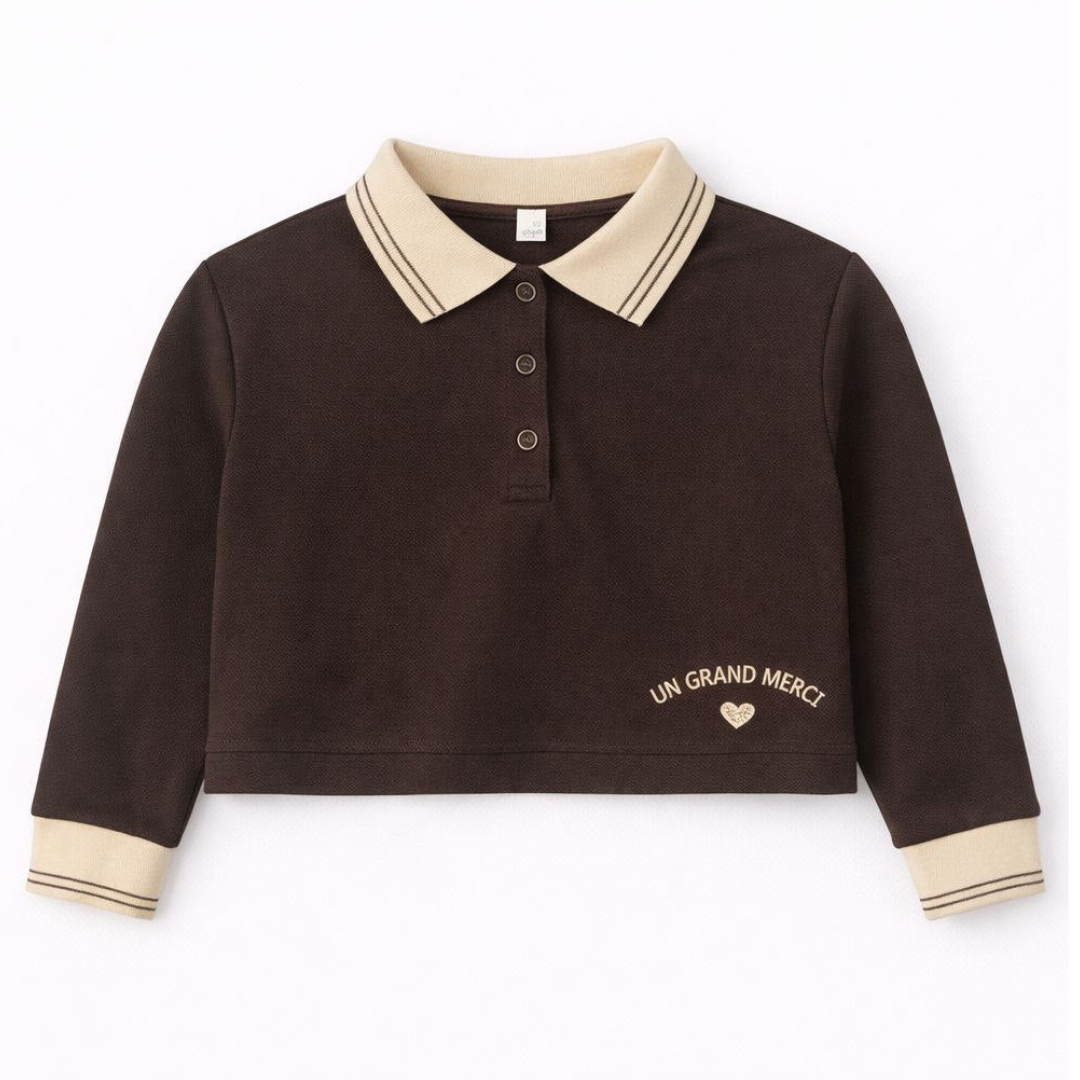 Bonjoy Striped Collar Croopped Top - TW26005CT
