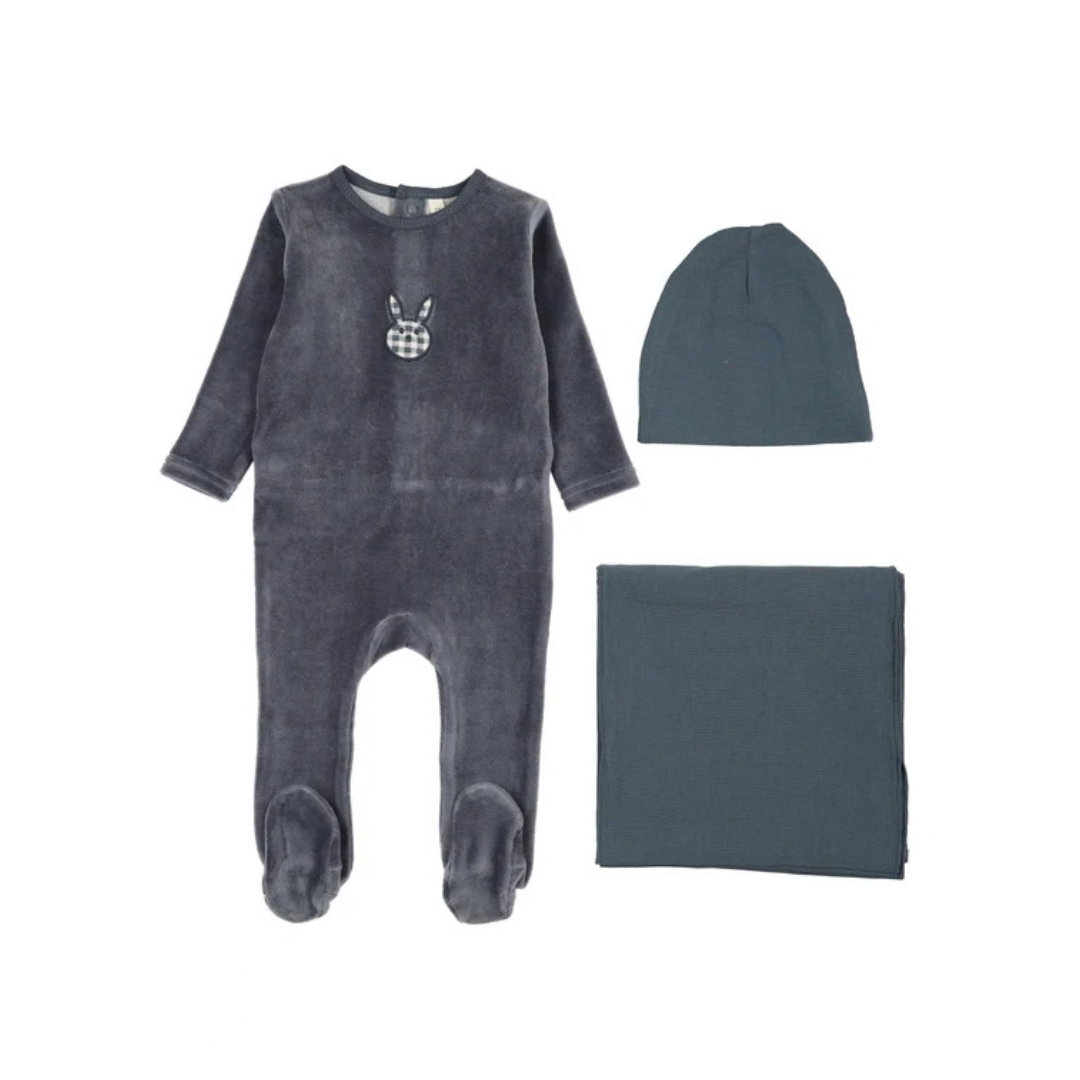 Lilette Velour Gingham Bunny Layette Set - LTF26FS300LS