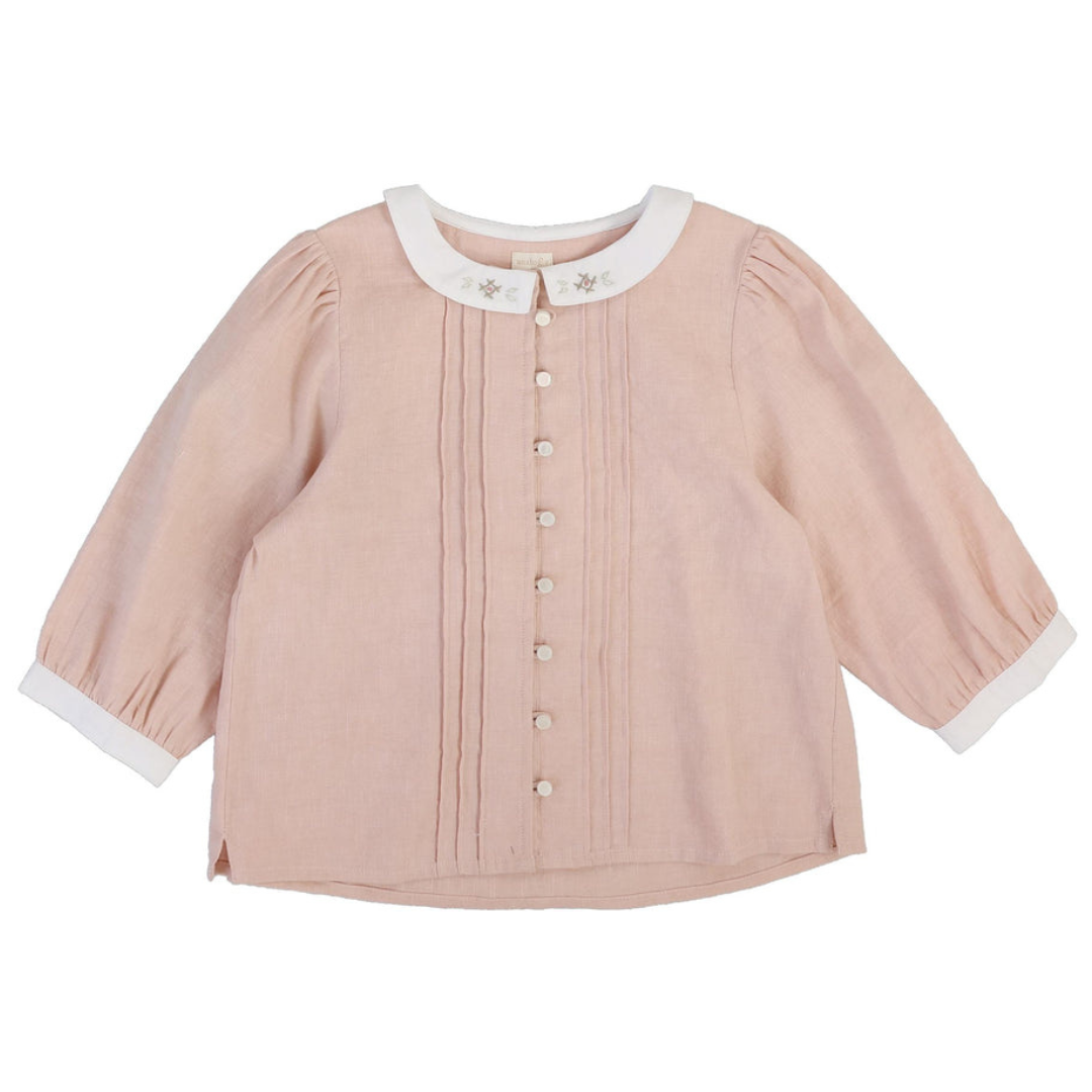Analogie Pintuck 3/4 Sleeve Collar Blouse - MMCBL-SS26