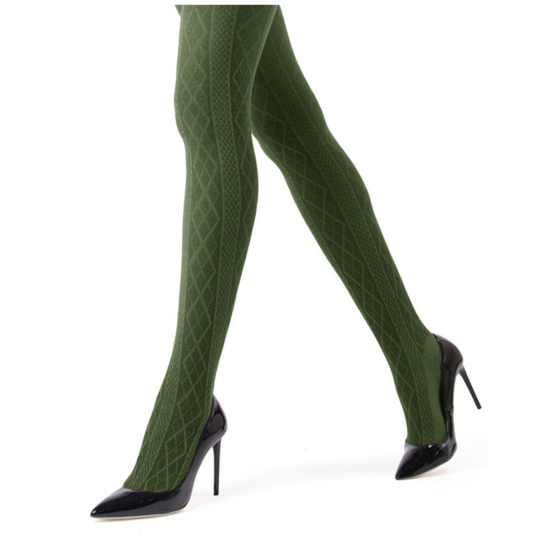 Memoi Juneau Diamonds Cotton Blend Sweater Tights - Mo-389