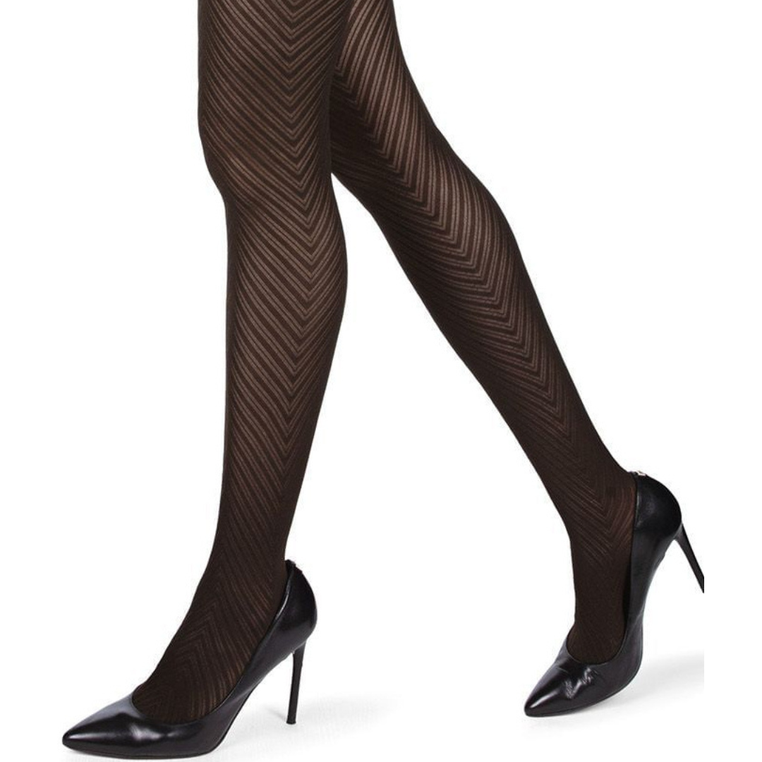 Memoi Chevron Control-Top Medium-Weight Smoothing Tights - Mo-316
