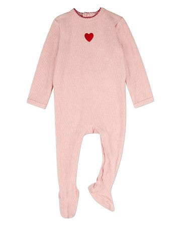 MiniMoi Heart Embroidered Textured Footie - IAA10465