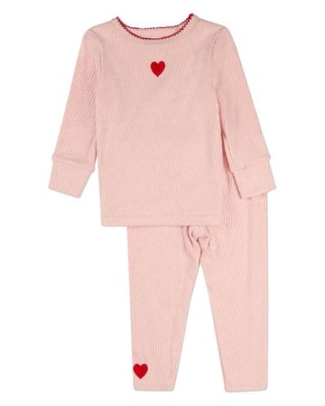 MiniMoi Heart Embroidered Textured 2 Pc Pajama Set - IBP10505