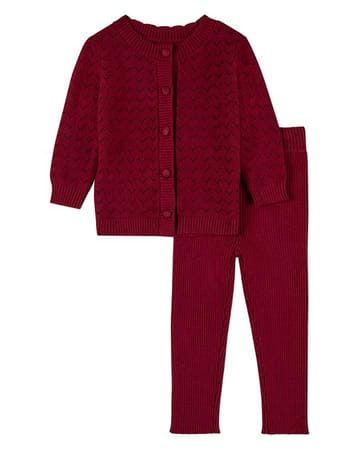 MiniMoi Chevron Knit Cardigan With Scalloped Neck 2 Pc Set - INT10588