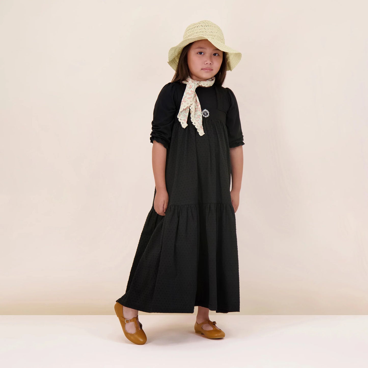 Lil Legs Emblem Maxi Dress Three Quarter Sleeve