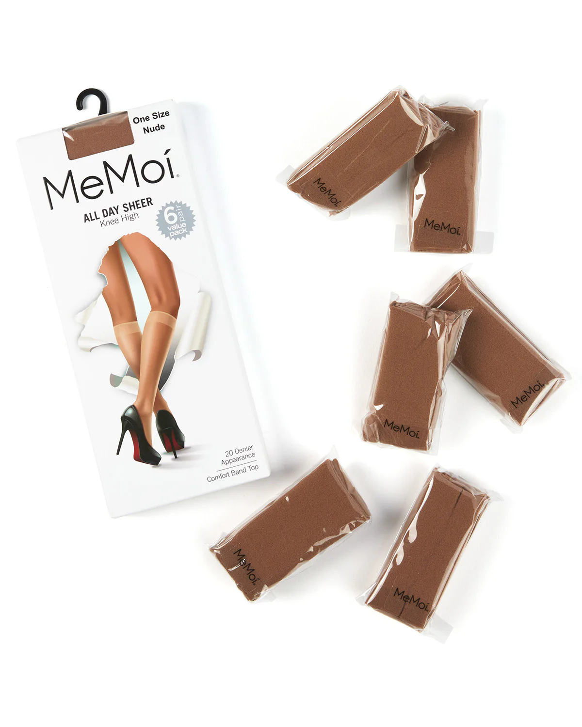 Memoi Womens 6 Pair Pack All Day Sheer Knee Highs - Mm-4076