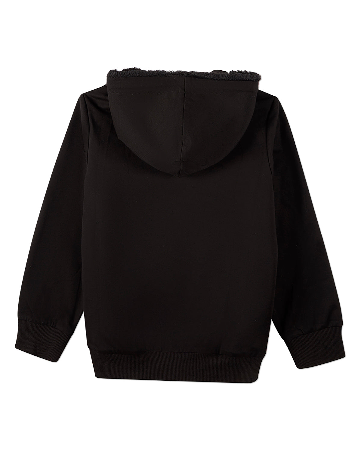 Boys Zip-Up Rayon Blend Hoodie with Cozy Faux Fur Lining
