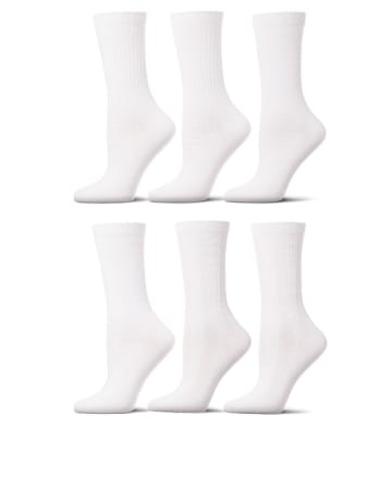 Memoi Rib/Flatknit/Cable Crew 6 Pair Pack - MCE05824